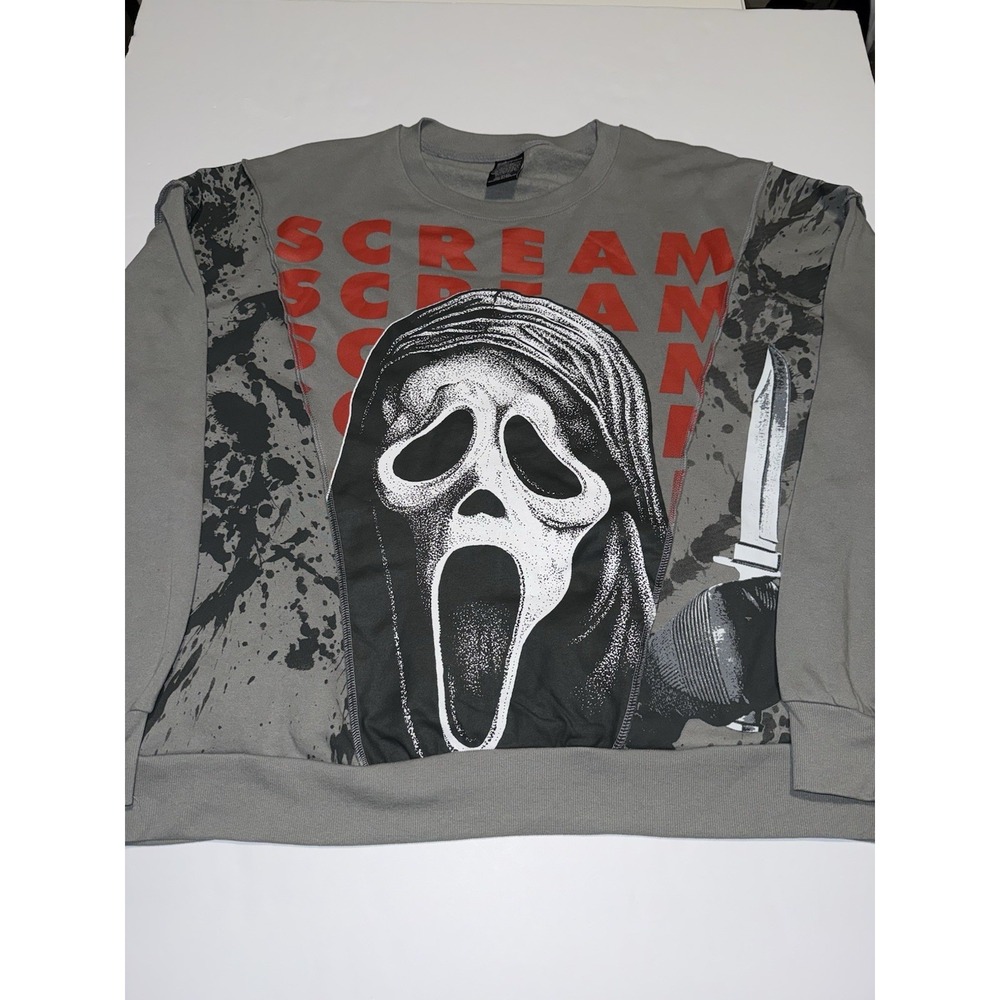 Scream Ghostface Horror Sweatshirt 2XL Gray Graphic Crewneck NWT